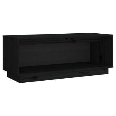 vidaXL Comodă TV, negru, 90x35x35 cm, lemn masiv de pin