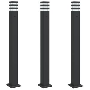 vidaXL Lămpi exterioare de podea cu priză 3 buc. negru 110 cm aluminiu