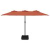vidaXL Umbrelă de grădină cu două capete/LED, cărămiziu, 449x265 cm