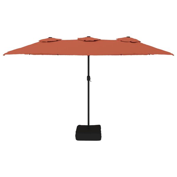 vidaXL Umbrelă de grădină cu două capete/LED, cărămiziu, 449x265 cm