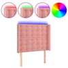 vidaXL Tăblie de pat cu LED, roz, 93x16x118/128 cm, catifea