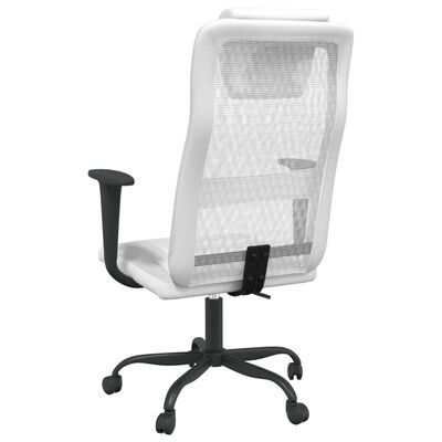 vidaXL Scaun birou reglabil în înălțime, alb, piele artificială/plasă