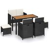 vidaXL Set mobilier de exterior, 6 piese negru, poliratan, lemn acacia