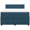 vidaXL Pat box spring cu saltea, albastru, 140x190 cm, catifea