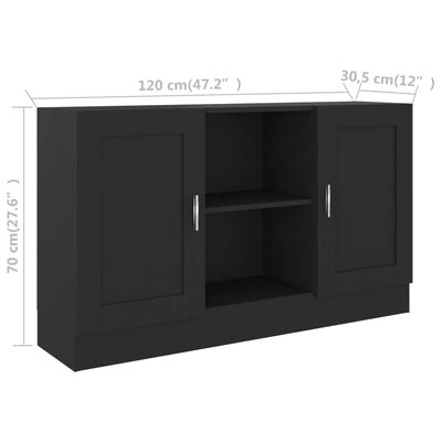 vidaXL Servantă, negru, 120 x 30,5 x 70 cm, PAL