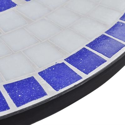 vidaXL Masă de bistro, albastru și alb, 60 cm, mozaic