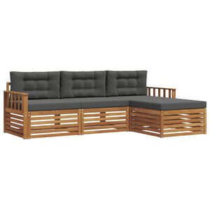 vidaXL Set de canapele de exterior 4 buc. Natural și Antracit