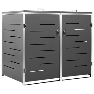 vidaXL Magazie pentru două pubele, 138x77,5x115 cm, oțel inoxidabil