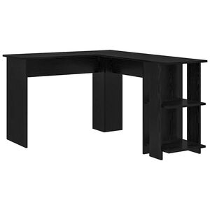 vidaXL Birou de colț Stejar Negru Lemn prelucrat 140 x 113,5 x 75 cm