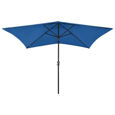 vidaXL Umbrelă de soare cu stâlp din oțel & LED-uri, albastru, 2x3 m
