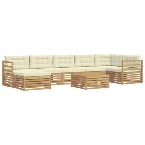 vidaXL Set de canapele de exterior 8 buc. Alb și crem Poliester