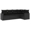 vidaXL Set mobilier de grădină cu perne, 5 piese, negru, poliratan