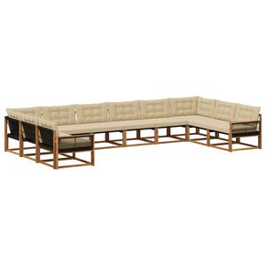 vidaXL Set de canapele de exterior cu pernă 10 pcs Natural și Bej
