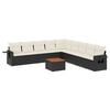 vidaXL Set canapele de grădină cu perne, 10 piese, negru, poliratan