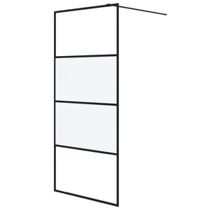 vidaXL Perete cabină duș walk-in negru 90x195 cm sticlă ESG semi-mată