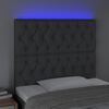 vidaXL Tăblie de pat cu LED, gri &icirc;nchis, 100x7x118/128 cm, textil