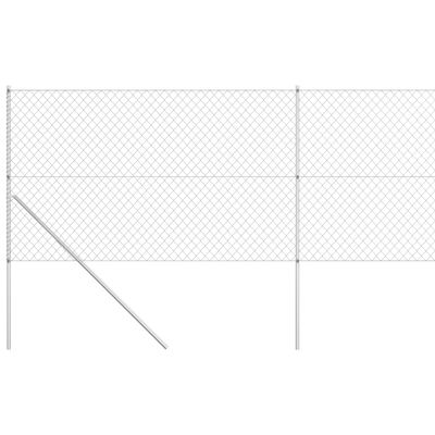 vidaXL Gard din plasă cu stâlpi, argintiu, 15 x 1,5 m, oțel galvanizat