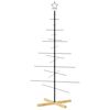 vidaXL Brad de Crăciun din metal cu bază din lemn, negru, 150 cm