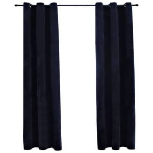 vidaXL Perdele opace cu inele, 2 buc., negru, catifea, 37 x 84 cm