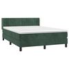 vidaXL Pat box spring cu saltea, verde &icirc;nchis, 140x200 cm, catifea