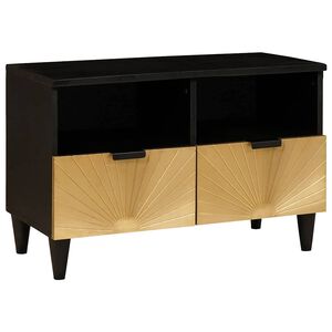 vidaXL Cabinet TV cu sertar Negru și Aur 70 x 33 x 46 cm Lemn compozit