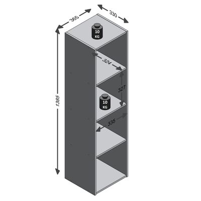FMD Raft vertical cu 4 compartimente, gri beton