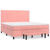 vidaXL Pat box spring cu saltea, roz, 180x200 cm, catifea