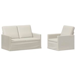 vidaXL Set de canapea 2 pcs Crem Catifea