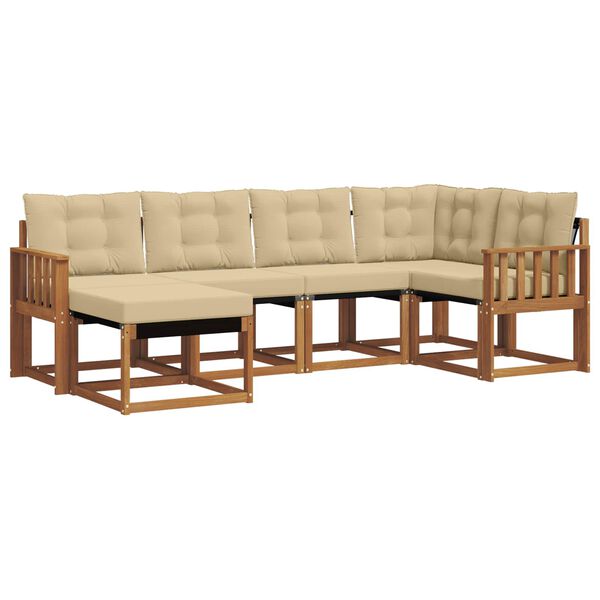 vidaXL Set de canapele de exterior cu pernă 6 pcs Natural și Bej