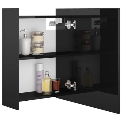 vidaXL Dulap de baie cu oglindă negru extralucios 62,5x20,5x64 cm PAL