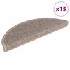 vidaXL Covorașe pentru scări, 15 buc., 56x17x3 cm, bej &icirc;nchis, semirotunde