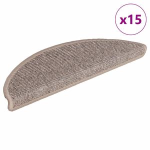 vidaXL Covorașe pentru scări, 15 buc., 56x17x3 cm, bej &icirc;nchis, semirotunde