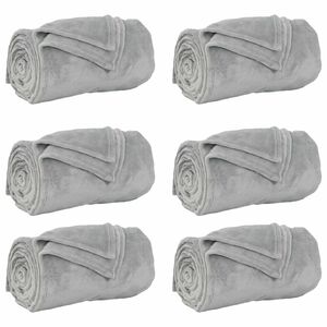 vidaXL Pături de aruncat 6 buc. Gri 240 x 270 cm 10.11 kg Molton