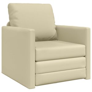 vidaXL Canapea extensibilă 2 &icirc;n 1, crem, 112x174x55cm, piele ecologică