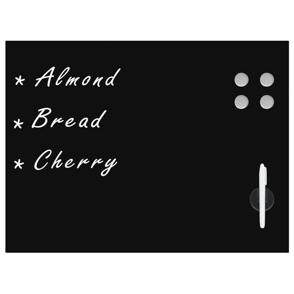 vidaXL Tablă magnetică de perete neagră, sticlă, 80 x 60 cm