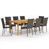 vidaXL Set mobilier de grădină, 9 piese, maro