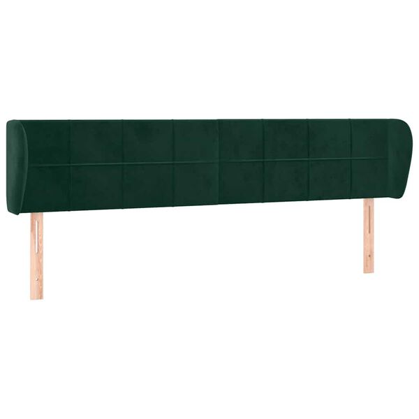 vidaXL Tăblie de pat cu aripioare verde &icirc;nchis 203x23x78/88 cm catifea