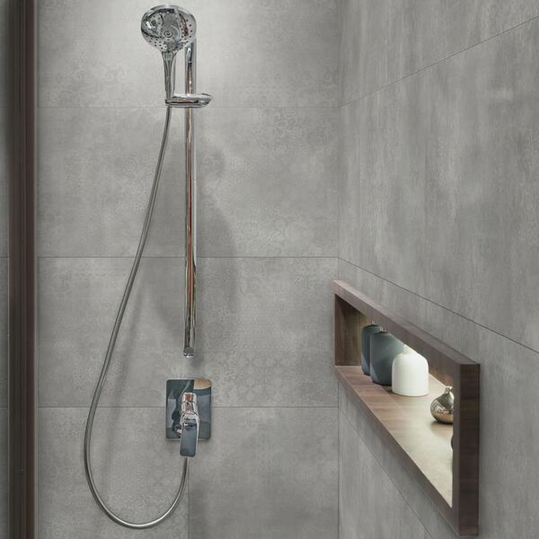 Grosfillex Plăci de perete Gx Wall+ 5 buc. gri ciment 45x90 cm floral