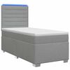 vidaXL Pat box spring cu saltea și LED Gri deschis 90 x 190 cm