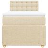 vidaXL Pat box spring cu saltea, crem, 90x190 cm, textil