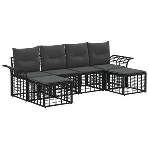 vidaXL Set de canapele de exterior 6 buc. Negru și Gri &icirc;nchis