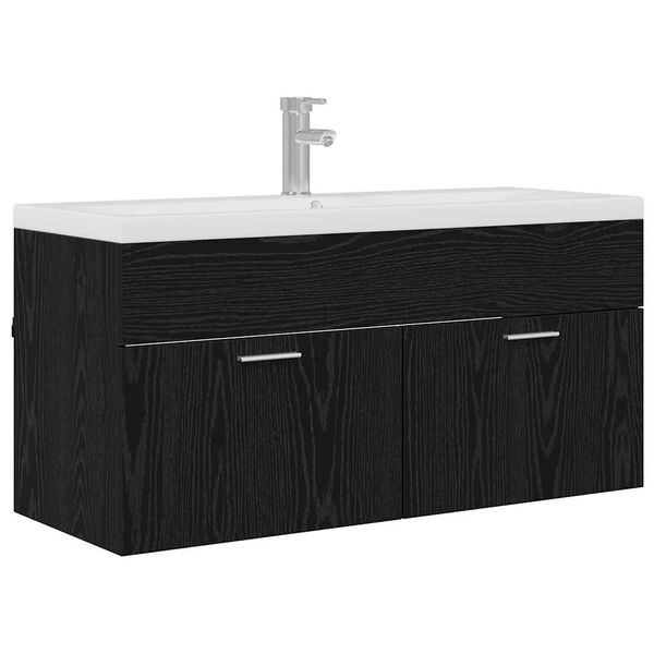 vidaXL Dulap de Baie Stejar Negru 100 x 38,5 x 46 cm Lemn compozit
