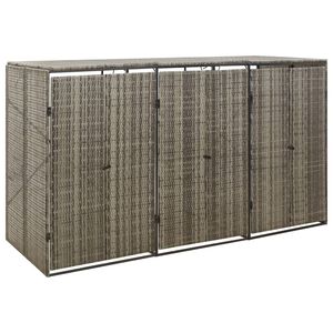 vidaXL Magazie de pubele triplă, gri, 207x80x117 cm, poliratan