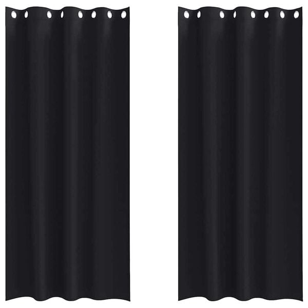 vidaXL Perdele Opaque cu Inel 2 pcs Negru 260 x 140 cm Poliester