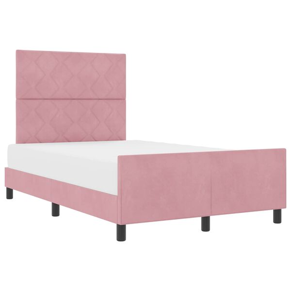 vidaXL Pat cu arcuri cu headboard Roz 120 x 200 cm Catifea