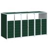 vidaXL Depozit pubele cu roți triple, verde, 216x81x115 cm, oțel