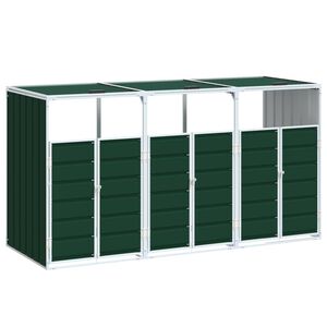 vidaXL Depozit pubele cu roți triple, verde, 216x81x115 cm, oțel