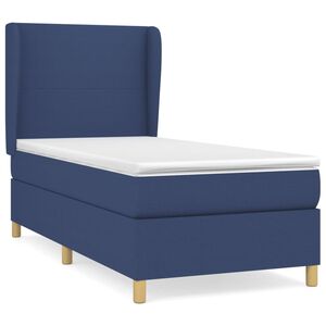 vidaXL Pat box spring cu saltea, albastru, 80x200 cm, textil