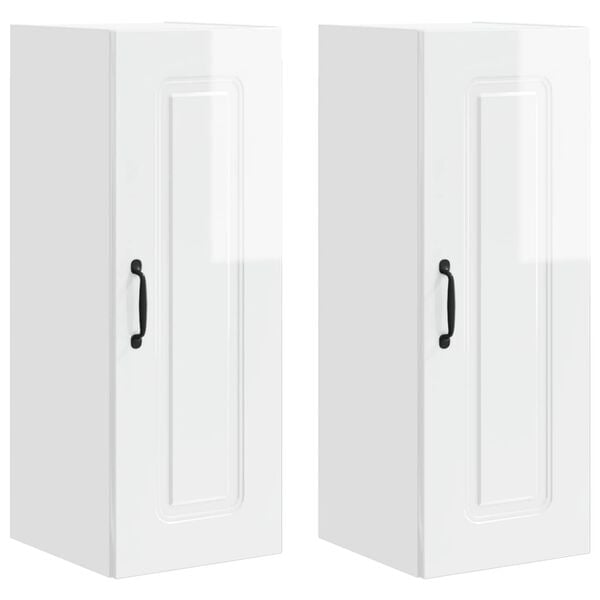 vidaXL Dulap de bucătărie Kalmar 2 pcs Alb lucios 30 x 31 x 80 cm