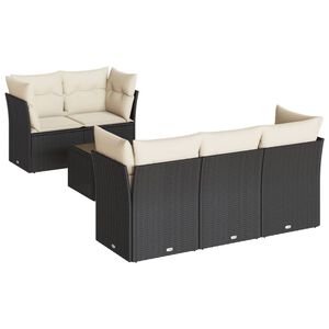 vidaXL Set mobilier de grădină cu perne, 6 piese, negru, poliratan